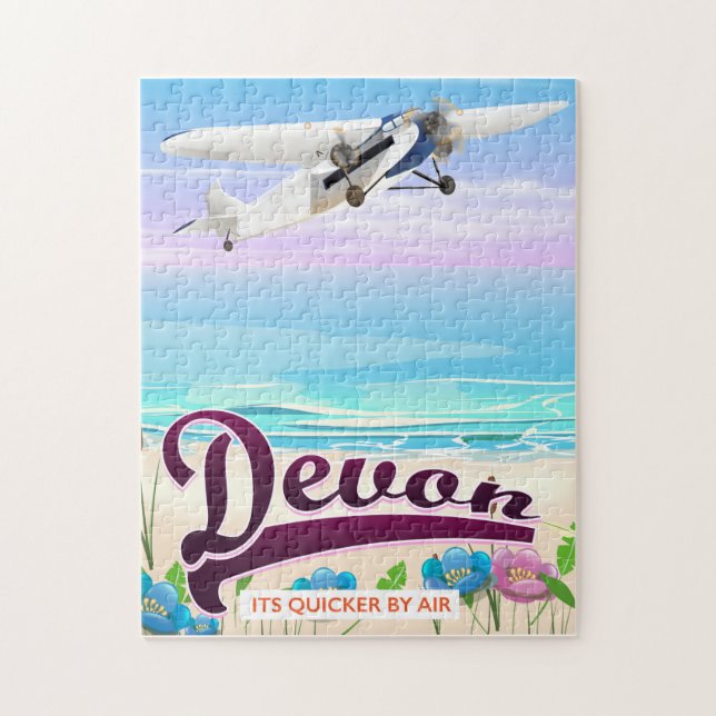 Devon vintage flight travel poster jigsaw puzzle (Vertical)