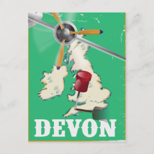Devon vintage travel poster postcard