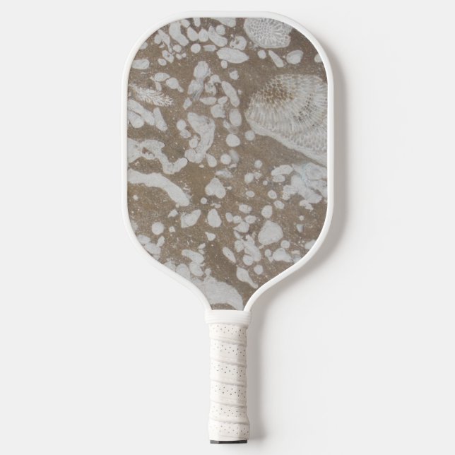 Devonian Fossil Brown & White Pickleball Paddle (Front)