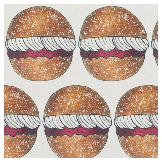 Devonshire Split British Pastry Pastries UK Baking Fabric (Close Up)