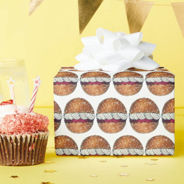 Devonshire Split Cream Jam Tea British Bakery Bake Wrapping Paper (Birthday Party)