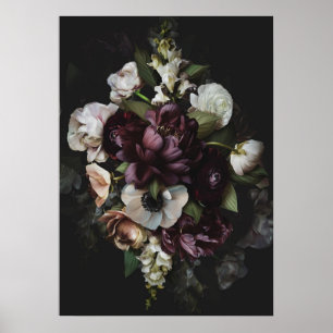 Devoted Dark Floral Poster Print