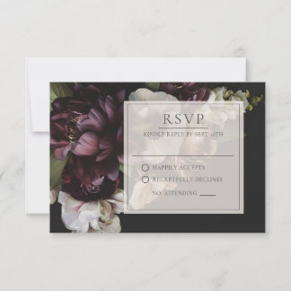 Devoted Dark Floral RSVP Card