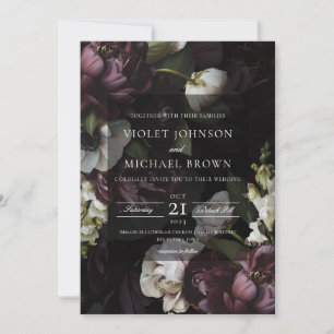 Devoted Dark Floral Wedding Invitation