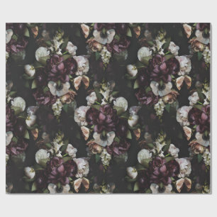 Devoted Dark Floral Wrapping Paper