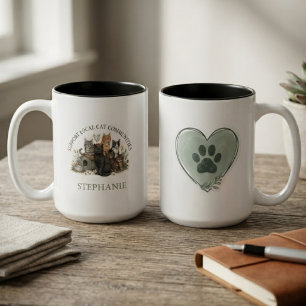 Devoted Sage Vintage Community Felines Two-Tone Coffee Mug