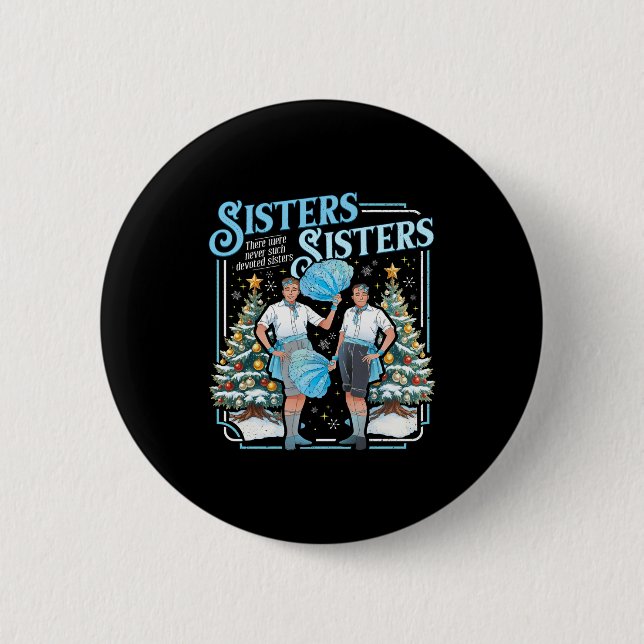 Devoted Sisters White Xmas Merry Christmas Snowfla 2 Inch Round Button (Front)
