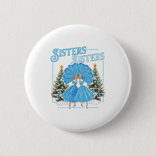Devoted Sisters White Xmas Merry Christmas Snowfla 2 Inch Round Button