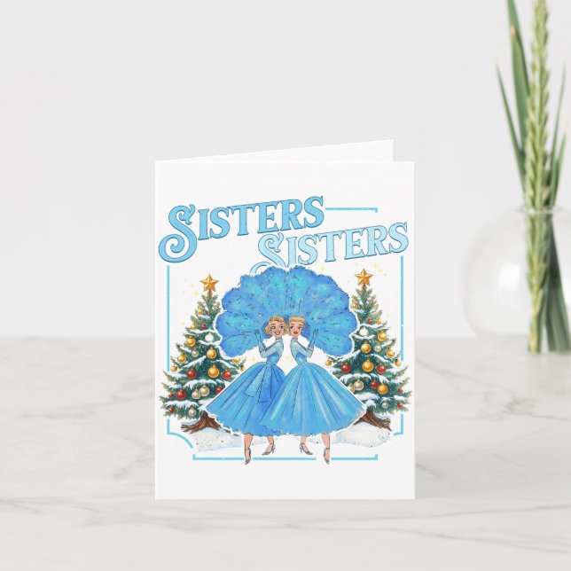Devoted Sisters White Xmas Merry Christmas Snowfla Card (Front)