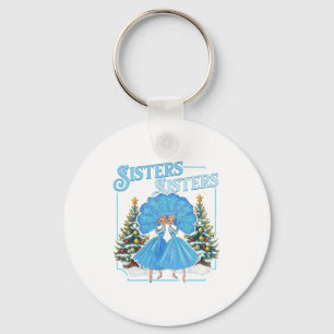 Devoted Sisters White Xmas Merry Christmas Snowfla Keychain