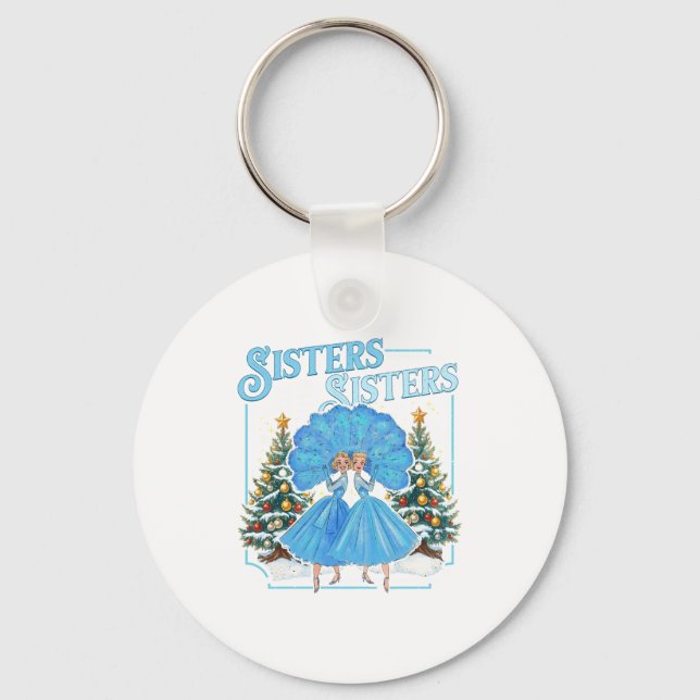 Devoted Sisters White Xmas Merry Christmas Snowfla Keychain (Front)