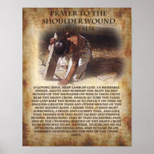 Devotional Prayer to The Shoulder Wound of Jesus. Poster (Front)
