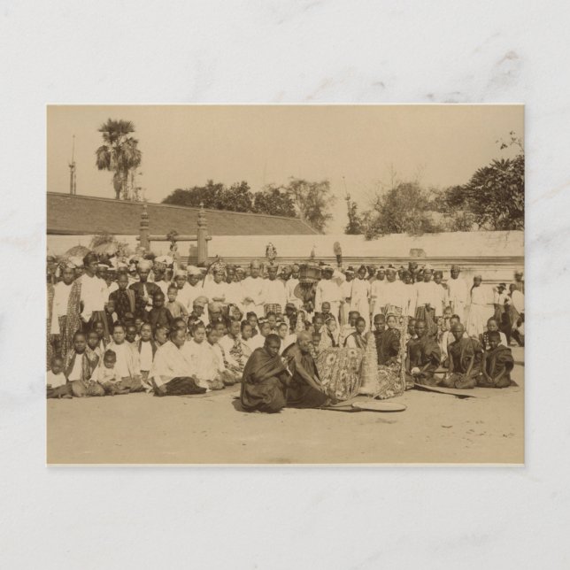 Devotions at the Arakan Pagoda, Mandalay, Postcard (Front)