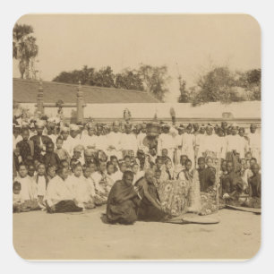 Devotions at the Arakan Pagoda, Mandalay, Square Sticker