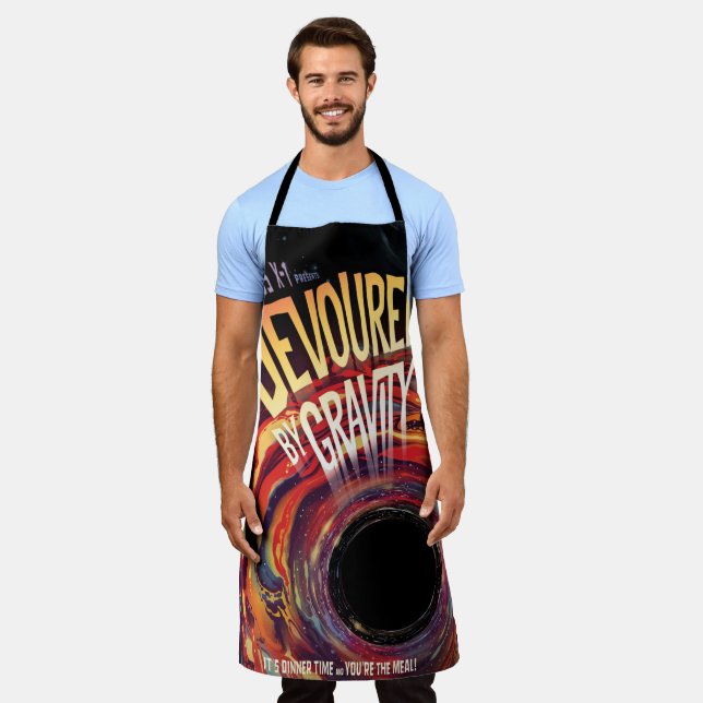 Devoured By Gravity Halloween Hole Black Horror Apron (Worn)