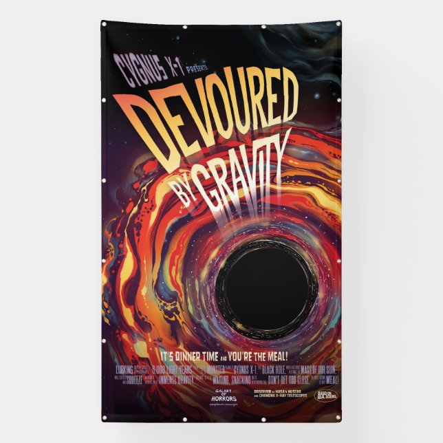 Devoured By Gravity Halloween Hole Black Horror Banner (Vertical)