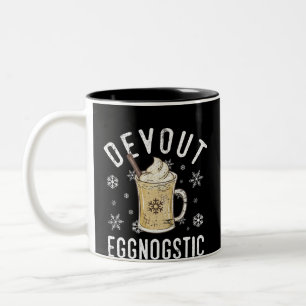 Devout Eggnostic Funny Eggnog Design for Egg Nog Two-Tone Coffee Mug