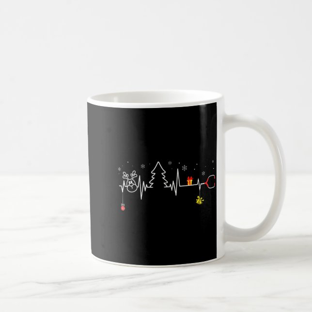 Devoxtee Christmas Tree Heartbeat Funny Christmas  Coffee Mug (Right)