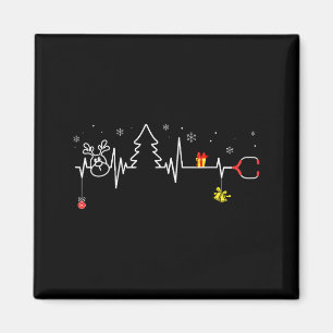 Devoxtee Christmas Tree Heartbeat Funny Christmas  Magnet