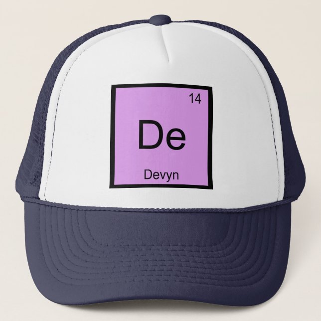 Devyn Name Chemistry Element Periodic Table Trucker Hat (Front)