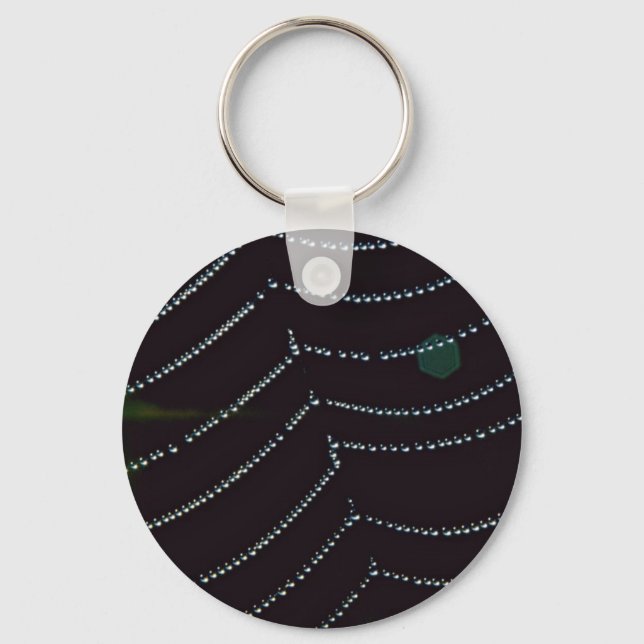 Dew-covered spider web keychain (Front)