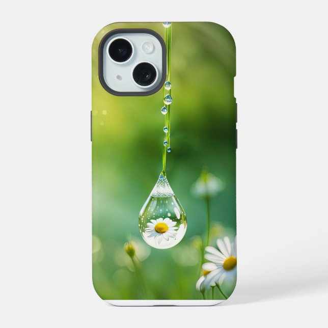 Dew Drop With Daisy Reflection iPhone 15 Case (Back)