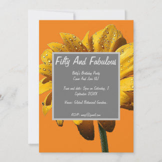 Dew Drops Daisy Fifty And Fabulous Birthday Invitation