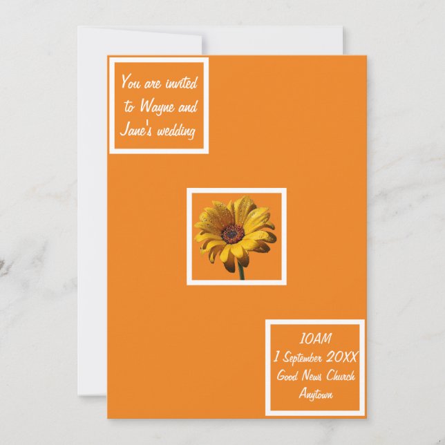 Dew Drops Daisy Wedding Invitation (Front)