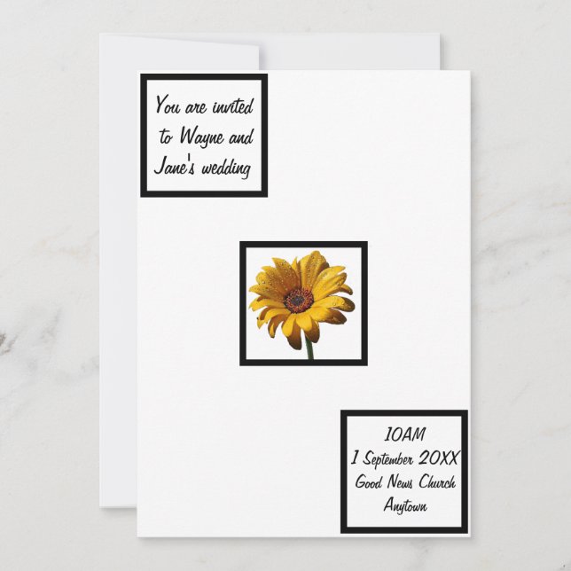 Dew Drops Daisy Wedding Invitation (Front)