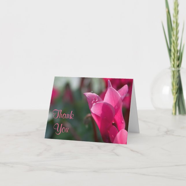 dew drops on flower thank you note card (Front)