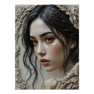Dew-Kissed Ceramic Portrait Poster