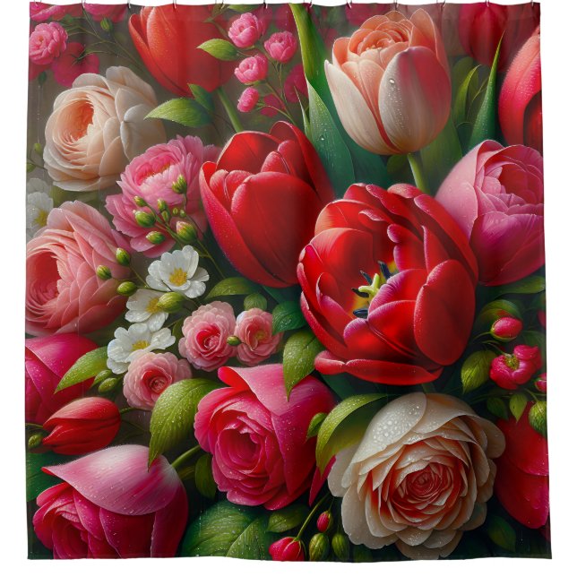 “Dew-Kissed Elegance: Roses and Tulips" (Front)