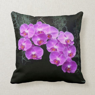 Dew-Kissed Orchids Throw Pillow