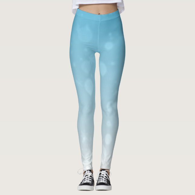 Dewdrop Elegance: White Art Fashion Design Leggings (Front)
