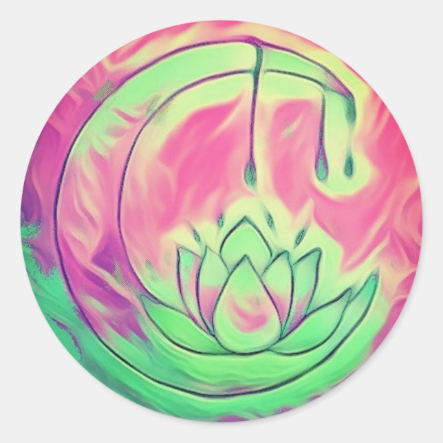 Dewdrop Lotus Moon  Classic Round Sticker (Front)