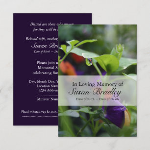 Dewdrop Pansy Celebration of Life Invitation