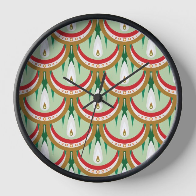 Dewdrop Scales Wood Framed Clock (Front)