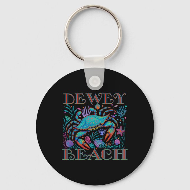 Dewey Beach Delaware Blue Crab Summer Beach Vacati Keychain (Front)