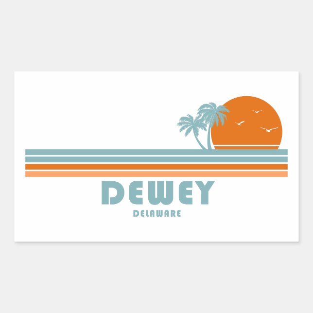Dewey Beach Delaware Sun Palm Trees Sticker (Front)