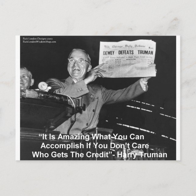 Dewey Beats Truman Funny Gifts Tees Buttons Etc Postcard (Front)