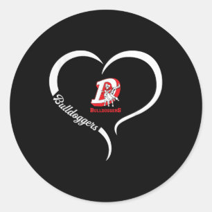 Dewey Bulldoggers Logo Half Heart Slogan Hs  Classic Round Sticker