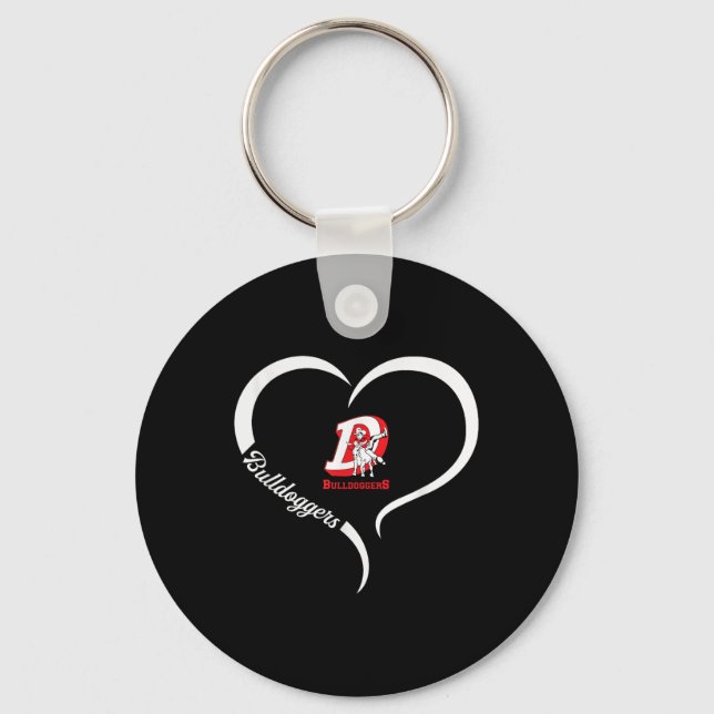 Dewey Bulldoggers Logo Half Heart Slogan Hs  Keychain (Front)