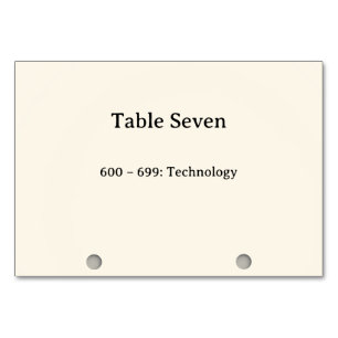 Dewey Decimal System Card Catalogue Table Numbers