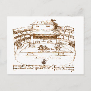 DeWitt's Swan Theatre Sketch Postcard