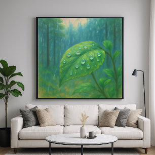 Dewy Leaf - Pastel Painting Style Nature Art Poster