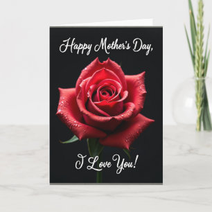 Dewy Red Floral Mothers Day Card