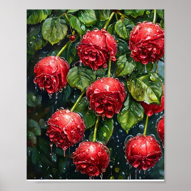 Dewy Rose Water Drops Romantic Nature Home Decor (Front)