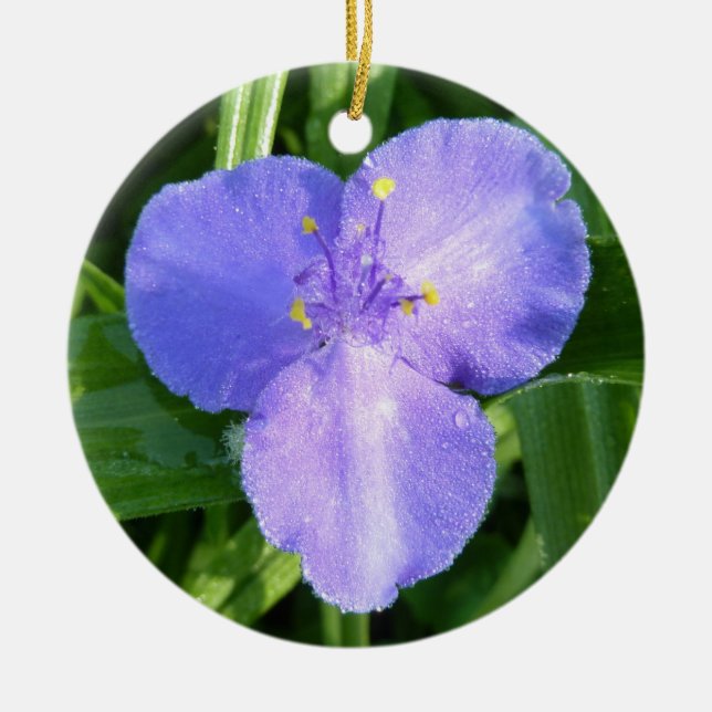 Dewy Trillium Spring Wildflower Ceramic Ornament (Front)