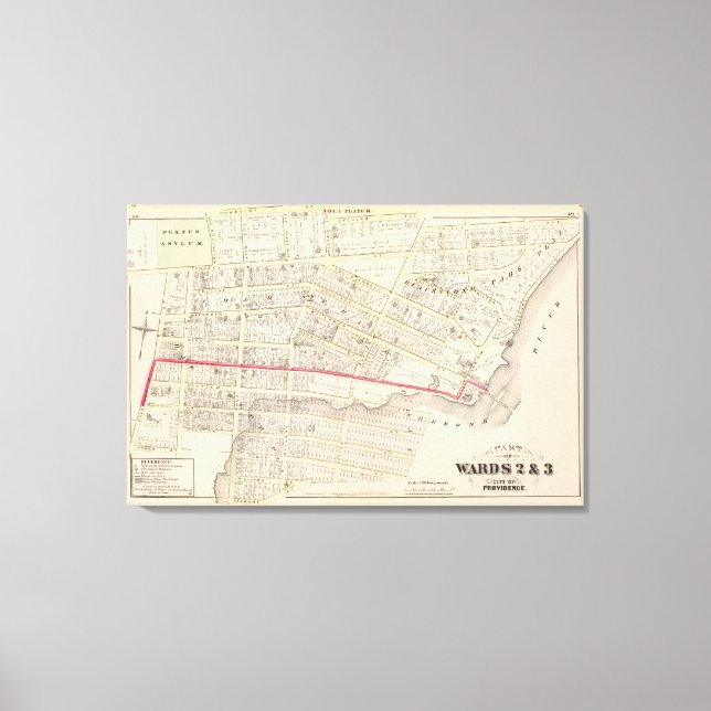 Dexter Asylum and Central Bridge Atlas Map Canvas Print (Front)