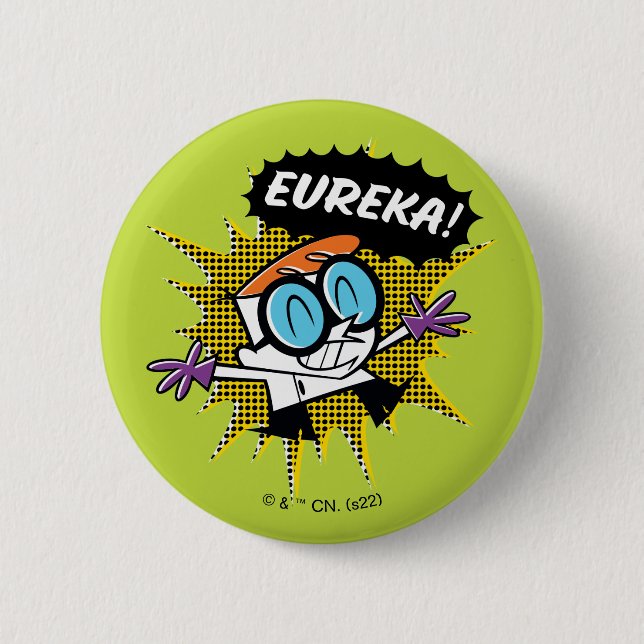 Dexter "Eureka!" Halftone Callout Graphic 2 Inch Round Button (Front)